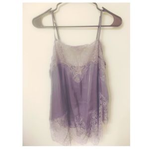 Purple silk night slip with lace